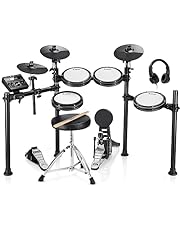 Donner DED-200 Electric Drum Sets with Quiet Mesh Drum Pads, 2 Cymbals w/Choke, 31 Kits and 450+ Sounds, Throne, Headphones, Sticks, USB MIDI, Melodics Lessons (5 Pads, 3 Cymbals)