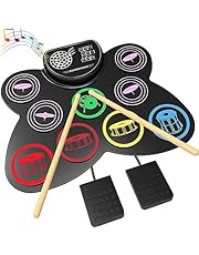 Electric Drum Set, MAZAHEI 9 Pads Silicon Electronic Drum Pad with Headphone Jack Foot Pedals Drum Sticks, Build in Speakers Drum Set Kids for Christmas Birthday Gifts