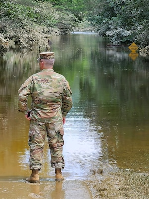 Col. John Atilano visits personnel and assesses damage at Ball Mountain Dam, Townshend Dam, and Winhall campground on Friday, July 14, 2023.