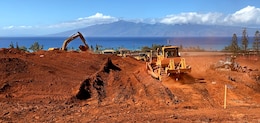 U.S. Army Corps of Engineers contractors prepare a site for construction of a new temporary elementary school campus for the Lahaina, Hawai'i, community, Nov. 25, 2023, after receiving the Notice to Proceed Nov. 20. The base contract for $53.7 million was awarded to Pono Aina Management, LLC, of Waianae, Hawai‘i, Nov. 4. It is anticipated that the temporary school will be handed over to the Department of Education for furnishing and installation of telecommunication equipment by the end of February 2024.