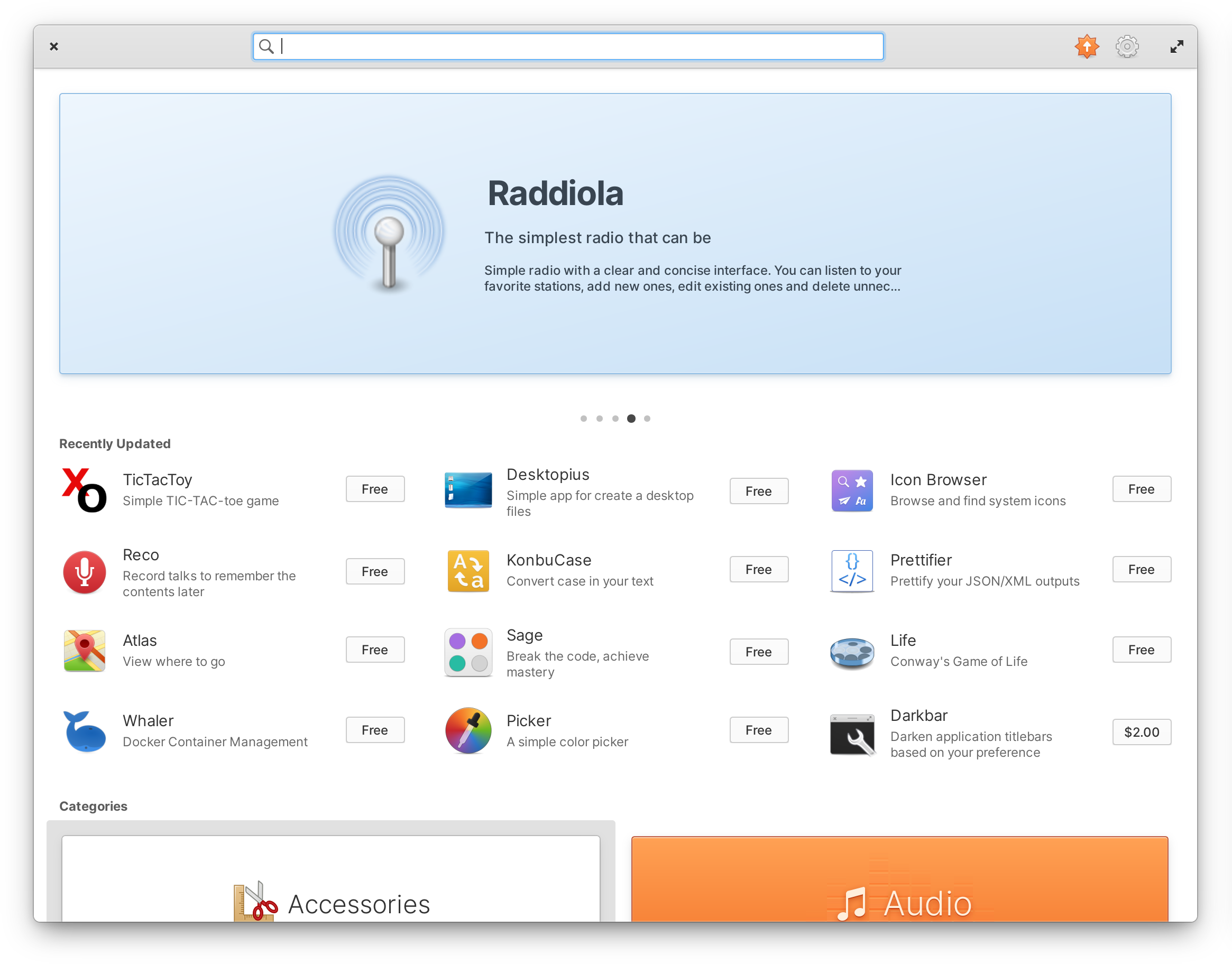 Домашняя страница elementary OS AppCenter