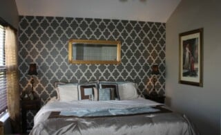 Wallpapered bedroom