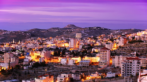 Bethlehem, West Bank, Palestine - May 16, 2014: A beautiful sunrise in Bethlehem city in Palestine. Panoramic view from the hotel "Bethlehem inn".