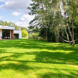 A house with a large green backyard 