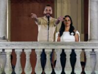 Nayib Bukele, El Salvador's president, left, speaks following the presidential electi