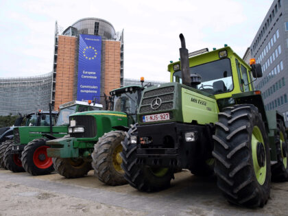 BRUSSELS, BELGIUM - MARCH 19: Belgian farmers take part in a protest against EU's policy o