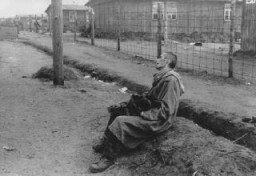 An survivor of the Bergen-Belsen camp, after liberation. Bergen-Belsen, Germany, after April 15, 1945.