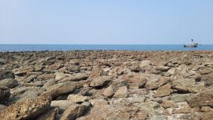 A sea beach of Saint Martin's Island, in the Eastern Bay of Bengal, Bangladesh.