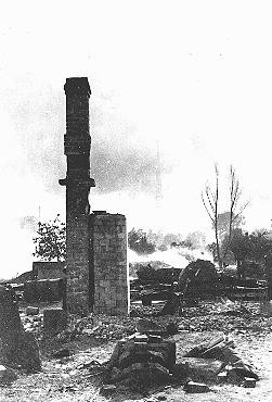 An American tank follows German civilians from Gardelegen who are marching to a barn just outside the town, where they will dig graves ... [LCID: 81374]