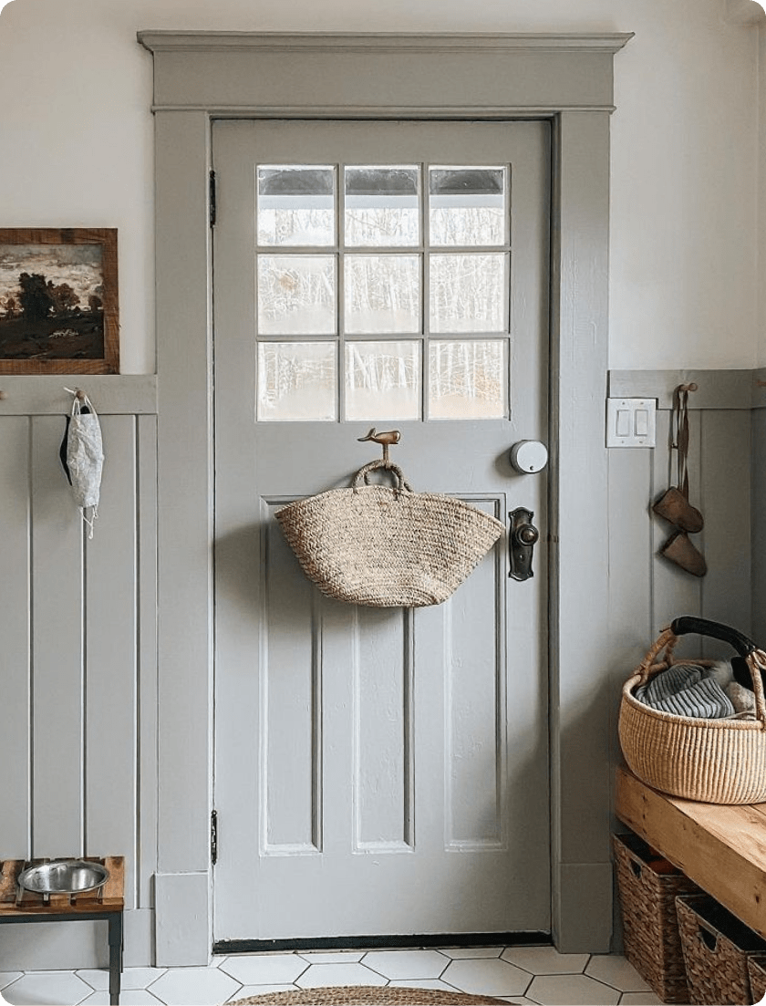 A door with august smart locks installed