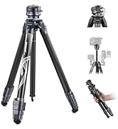 NEEWER 62" Travel Tripod Carbon Fiber with ±15° Leveling 360° Panorama Head, Detachable Center Ax...