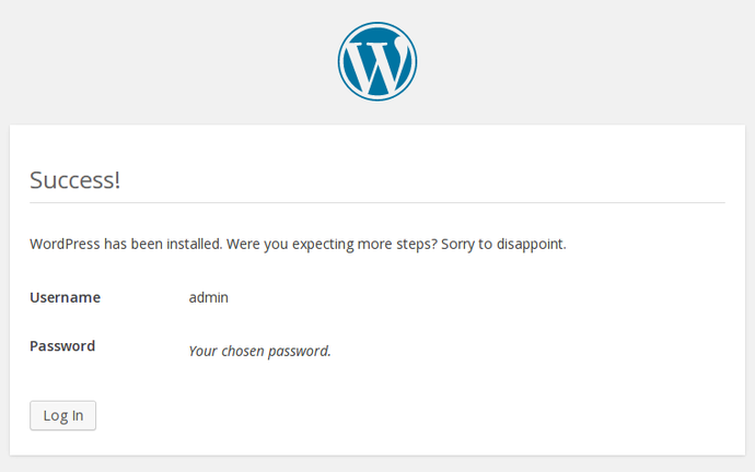 WordPress confirm install