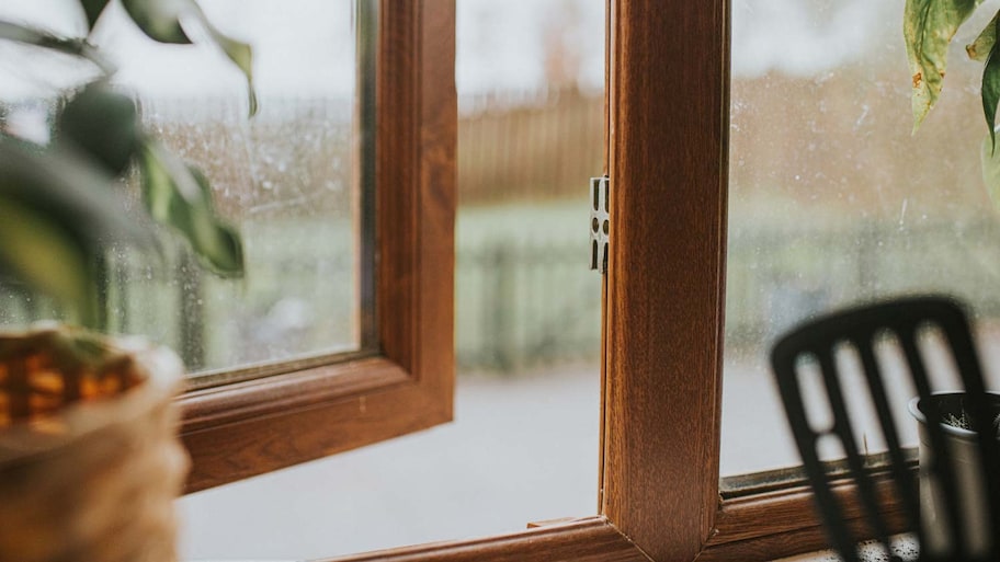 An open wooden window