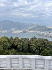 Breathtaking Aerial Shot of Phewa Lake from Atop the Hills of Pokhara, Nepal
