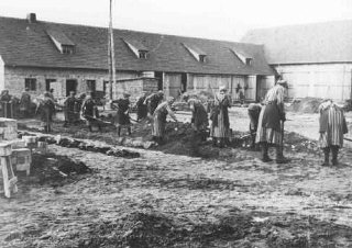 Inmates at forced labor in the Ravensbrück concentration camp.