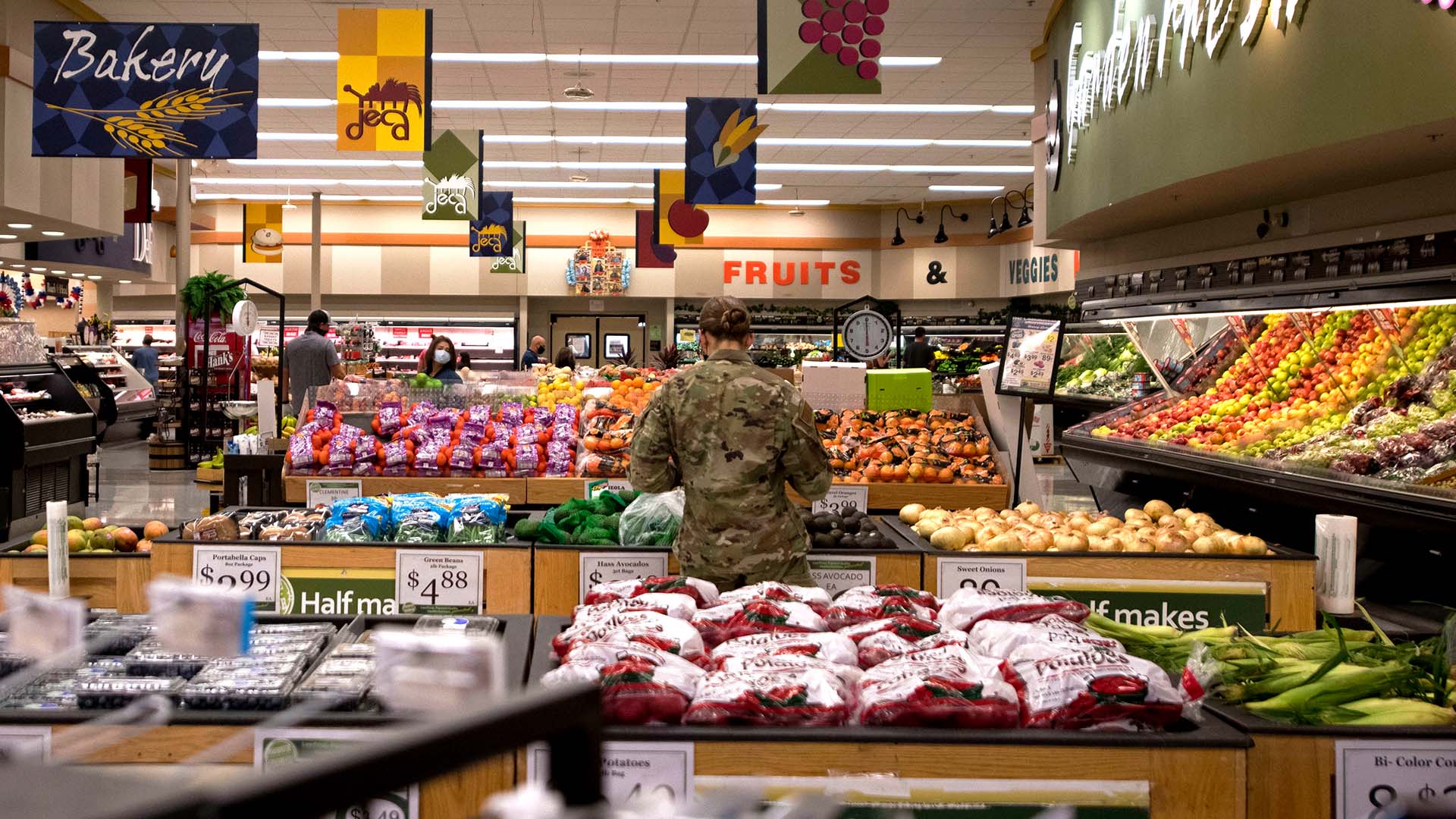 shopping at the commissary