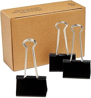 Amazon Basics Binder Paper Clip, 48 Count (4 Pack of 12), Large, Black