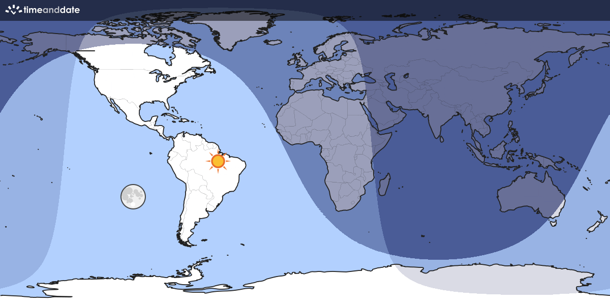 Map showing which part of the Earth the Moon is currently above the horizon at.