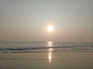 Sunset from sea beach and the clear sky. 