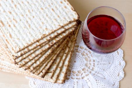 Matzoh and red sweet wine.