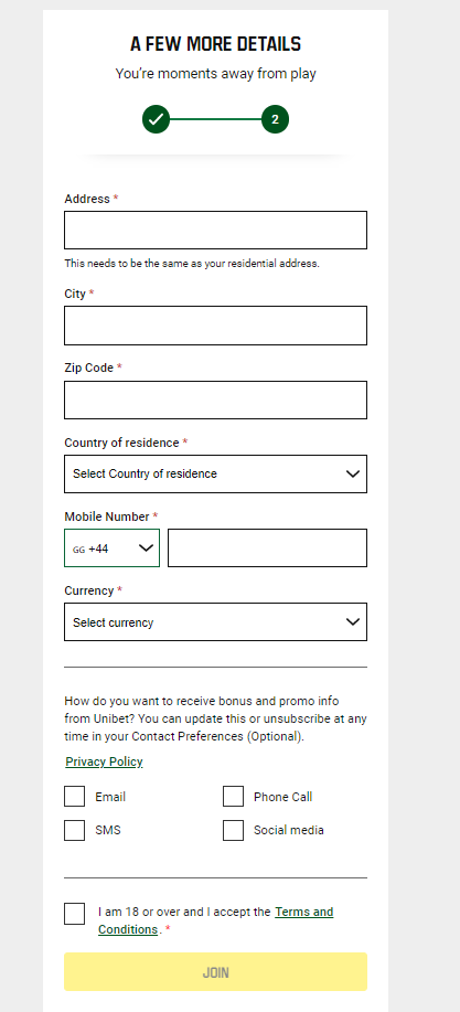 The second registration form