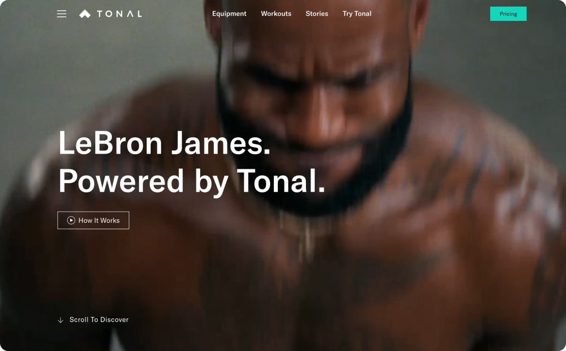 Screenshot of Tonal website