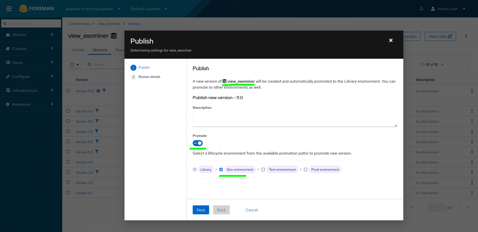 Шаг 3. Продвигаем новую версию состояния репозиториев в среду Dev environment.