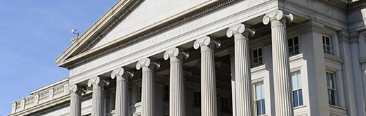 Front of US Treasury Department building