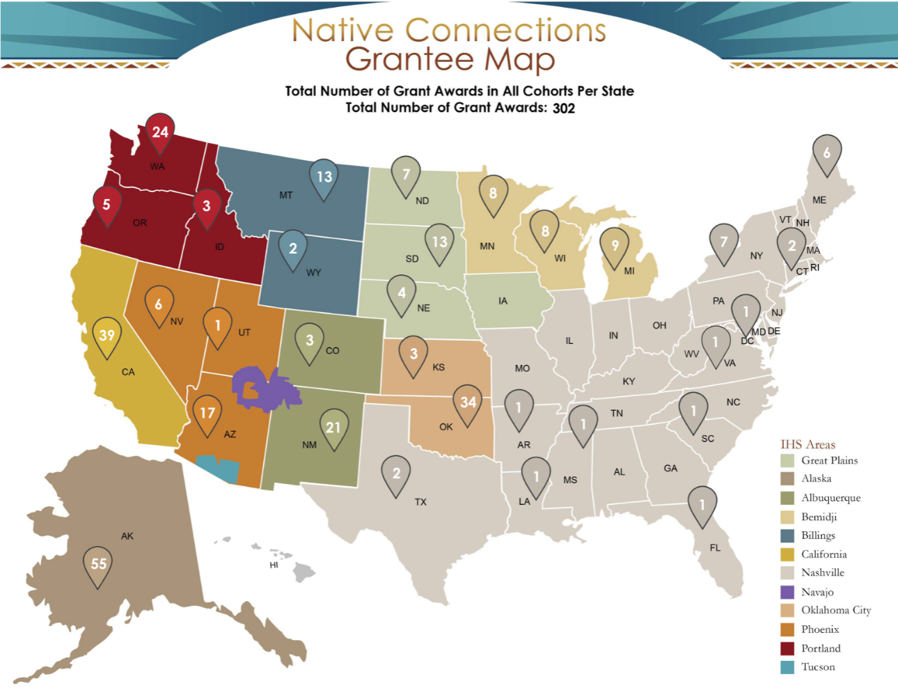 Map showcasing all the grantee locations