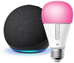 Echo Dot (5th Gen, 2022 Release) in Charcoal bundle with TP-Link Kasa Smart Color Bulb