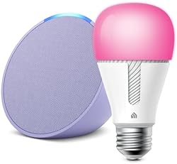 Echo Pop in Lavender Bloom bundle with TP-Link Kasa Smart Color Bulb