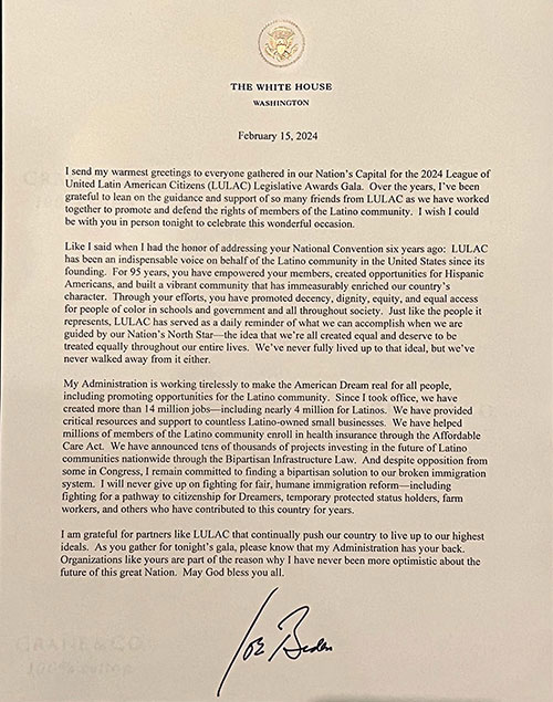 Letter from President Biden