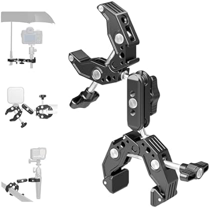 NEEWER Double Super Clamp Camera Mount with Dual Ball Head Magic Arm, Cold Shoes, 1/4" ARRI Locating Holes, Action Camera ...