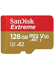 SanDisk 128GB Extreme microSDXC UHS-I Memory Card with Adapter - Up to 190MB/s, C10, U3, V30, 4K, 5K, A2, Micro SD Card - SDSQXAA-128G-GN6MA