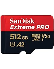 SanDisk Extreme PRO microSDXC UHS-I Memory Card 512 GB + Adapter &amp; RescuePRO Deluxe (for Smartphones, Action Cameras or Drones, A2, Class 10, V30, U3, 200 MB/s Transfer)