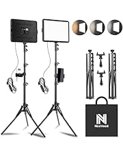 2-Pack LED Video Light Kit, NiceVeedi Studio Light, 2800-6500K Dimmable Photography Lighting Kit with Tripod Stand&amp;Phone Holder, 73&#34; Stream Light for Video Recording, Game Streaming, YouTube…