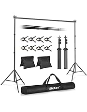 EMART Backdrop Stand 10x7ft(WxH) Photo Studio Adjustable Background Stand Support Kit with 2 Crossbars, 8 Backdrop Clamps, 2 Sandbags and Carrying Bag for Parties Events Decoration