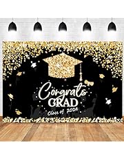 2024 Graduation Party Decorations - Graduation Decorations Class of 2024, Graduation Party Supplies, Graduation Backdrop, Graduation Banner, Gold and Black Graduation Decorations