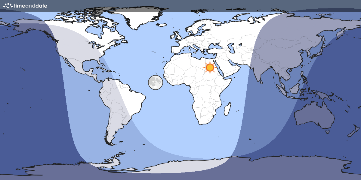 Map showing which part of the Earth the Moon is currently above the horizon at.