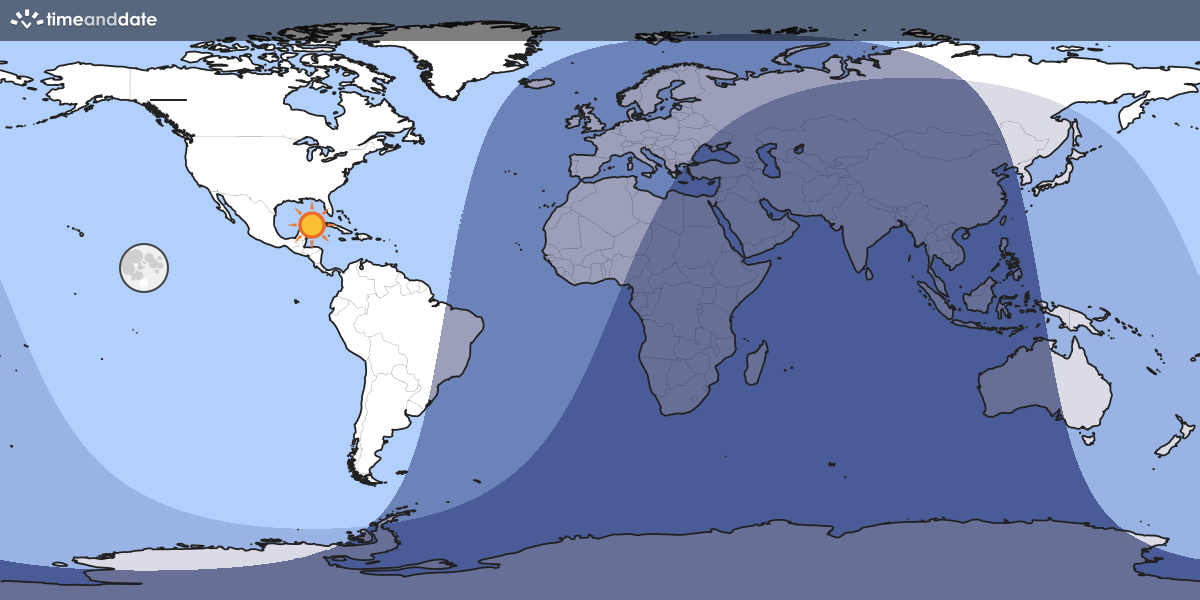 Map showing which part of the Earth the Moon is currently above the horizon at.