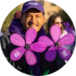 Participant holding flowers