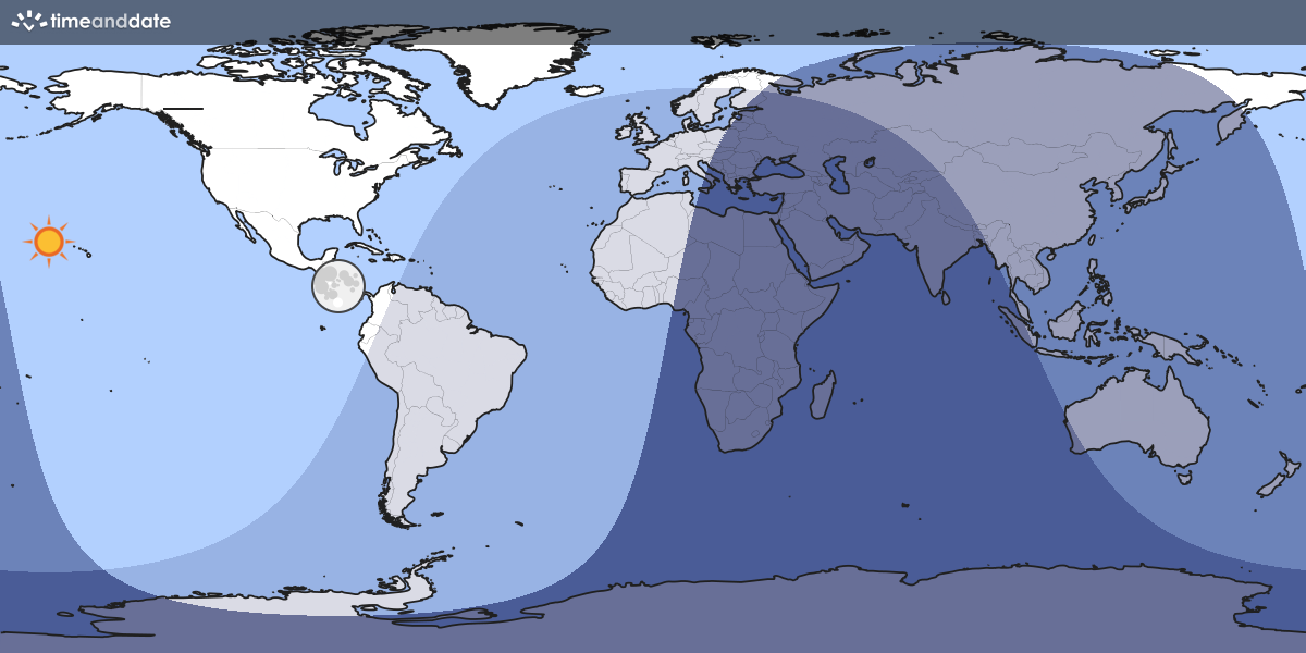 Map showing which part of the Earth the Moon is currently above the horizon at.