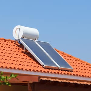 A solar water heater installed on a roof