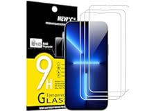 NEW'C 3 Pack, Designed for iPhone 14, 13, 13 Pro (6.1") Screen Protector Tempered Glass, Case Friendly Anti Scratch Bubble Fr