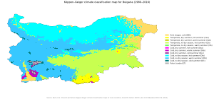 Köppen climate types of Bulgaria