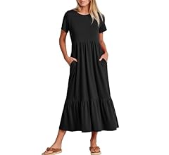 ANRABESS Women's Short Sleeve With Pockets Maxi Dress