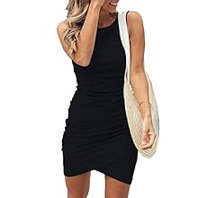 BTFBM Women's Sleeveless Bodycon Ruched Tank Dress