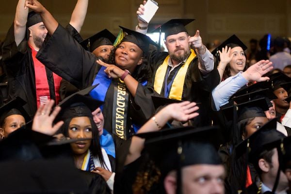 students at commencement