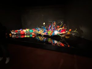 Rainbow multicolored blown glass art done in the Chihuly style