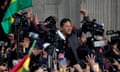 Bolivian president Luis Arce outside the government palace in La Paz after the confrontation
